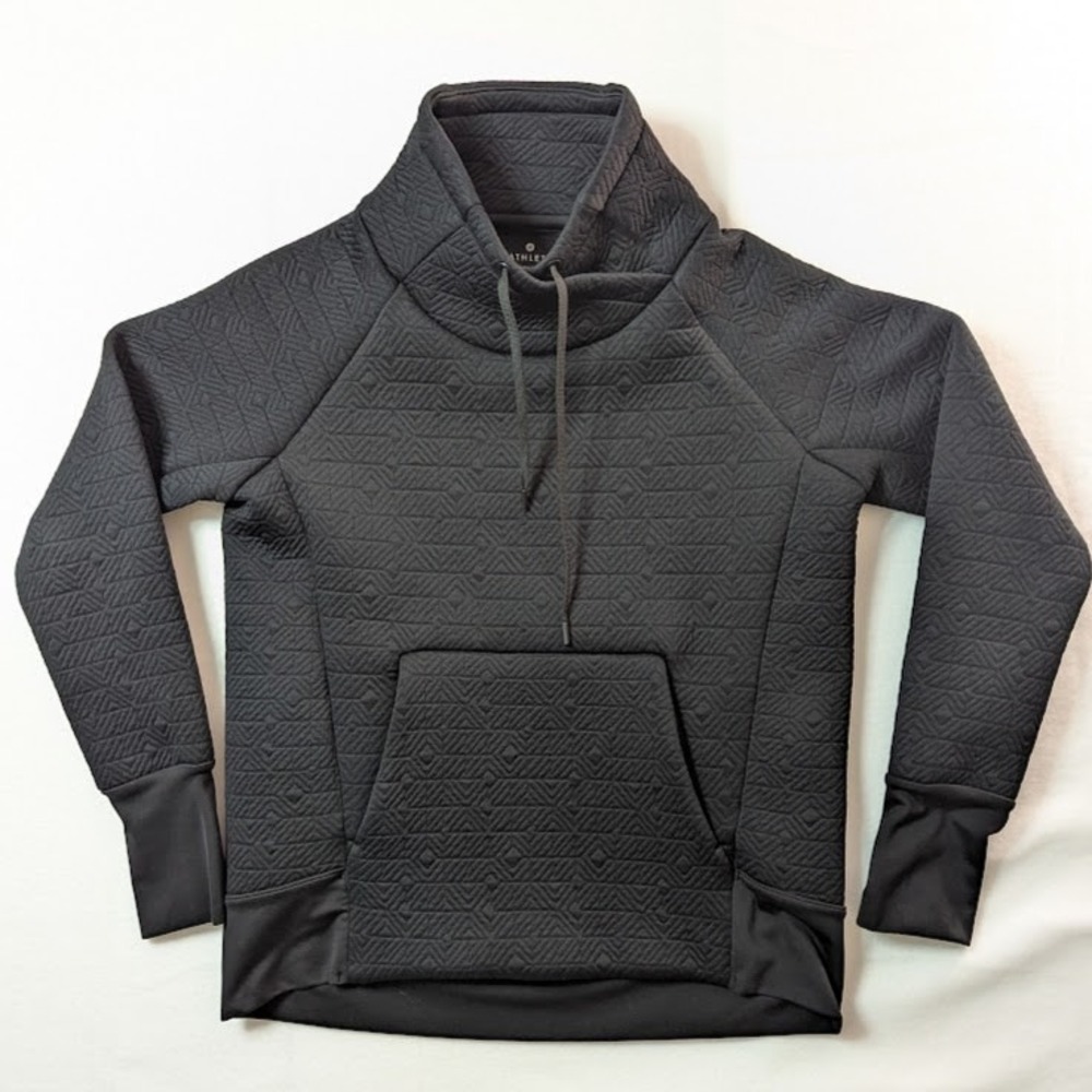 Athleta Quilted Funnel Neck Pullover Women XS Black Midweight‎ Pocket